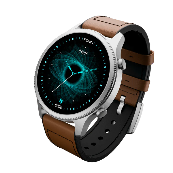 Ronin R-010 Ultra Smart Watch – AMOLED Display | Faux Leather Strap | Premium Metallic Body