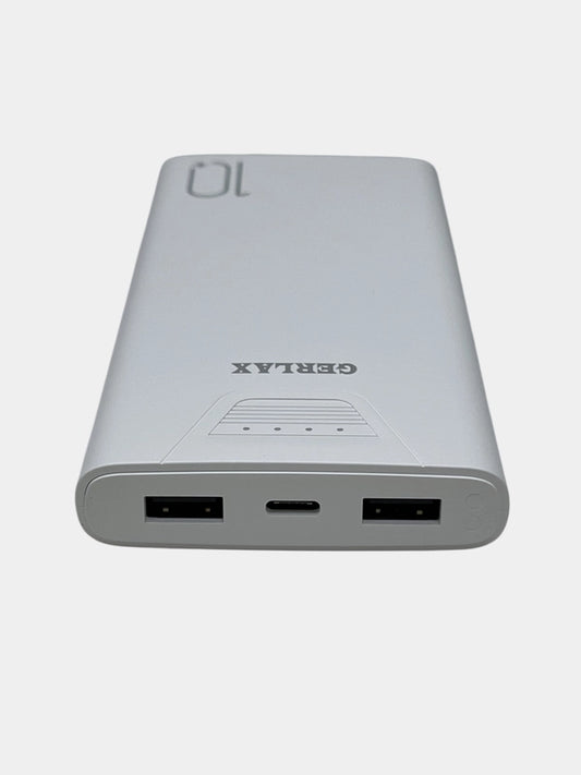 Gerlax 10000mAh Power Bank – Dual USB Output, Type-C Port, 3A Fast Charging | Slim Lithium Polymer Battery